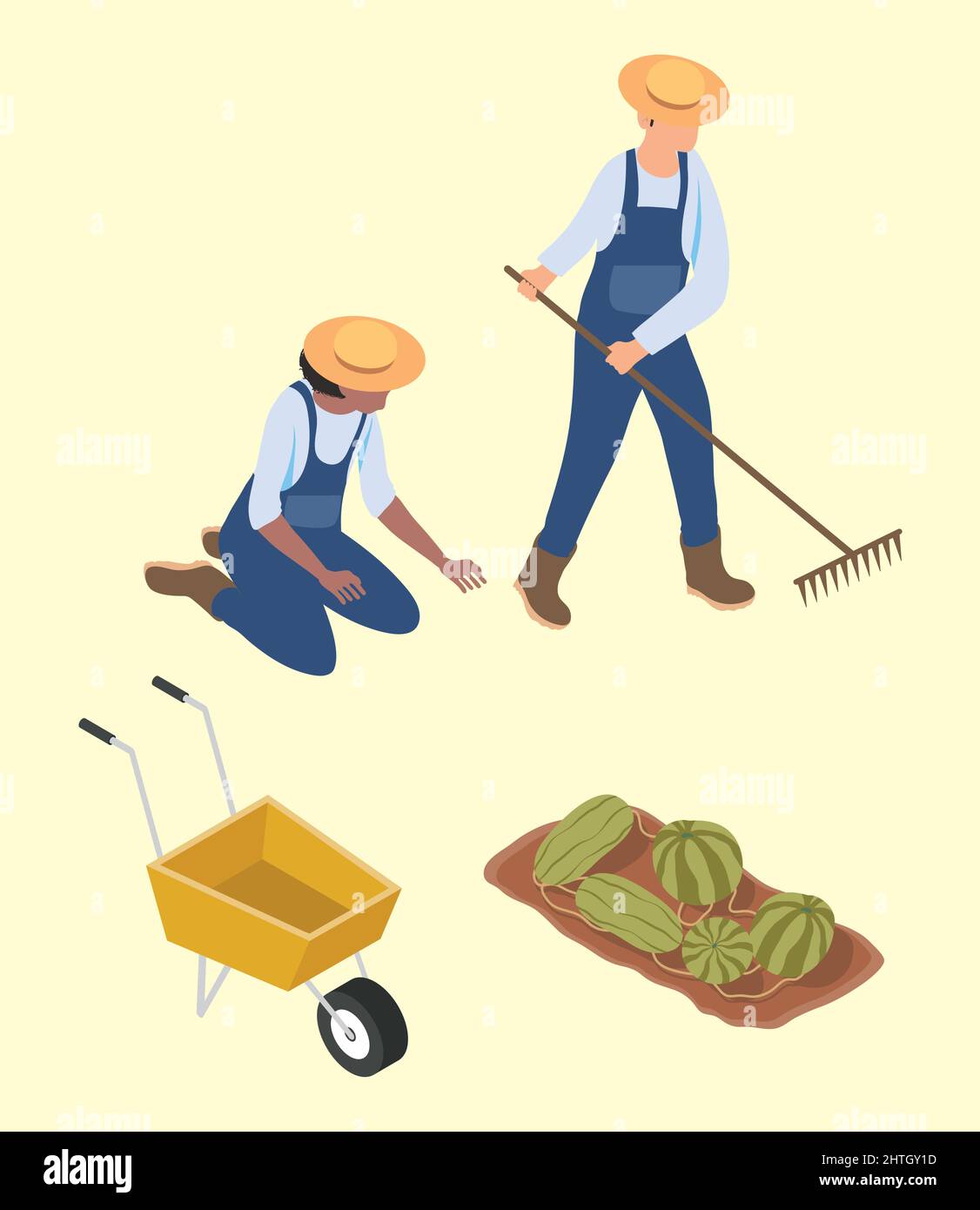 four isometric farming set icons Stock Vector