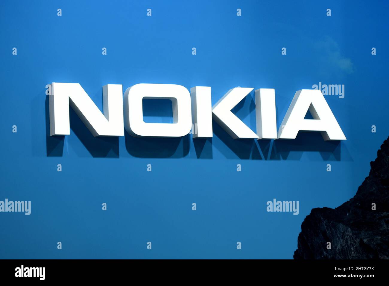 Hospitalet de Llobregat, Barcelona, Spain. 5th Jan, 2022. NOKIA brand logo part of the brands related to mobile technology and communication devices that are exhibiting at the Mobile Word Congress 2022 in Hospitalet de Llobregat Barcelona. (Credit Image: © Ramon Costa/SOPA Images via ZUMA Press Wire) Stock Photo