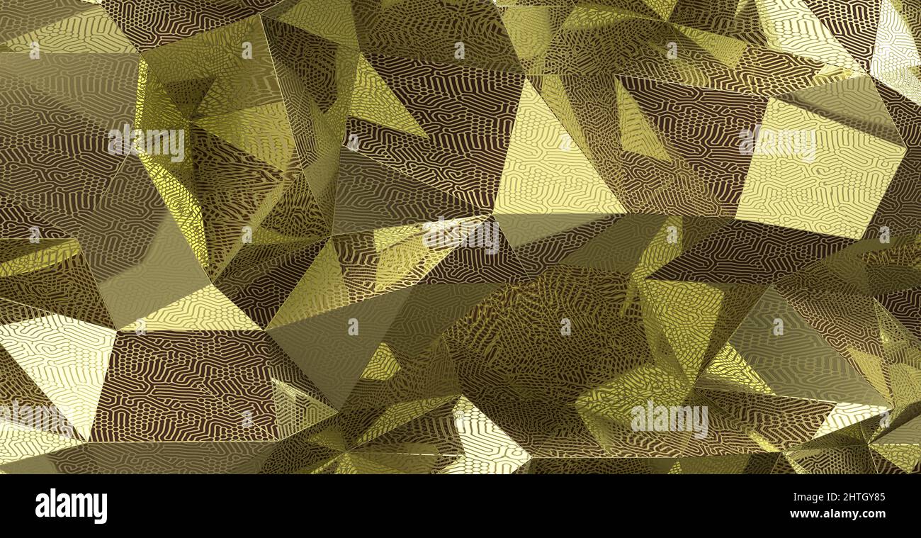 3D rendering of gold polygon background Stock Photo - Alamy