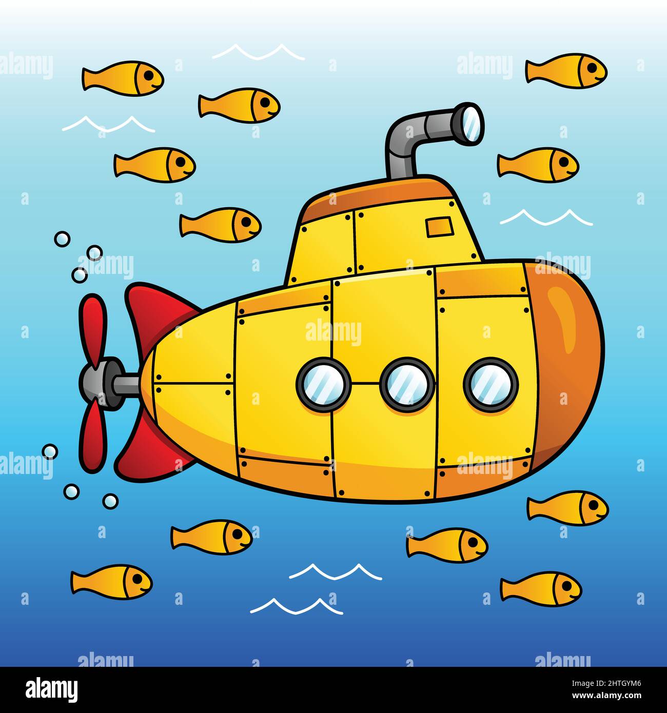 Submarine Cartoon Colored Vehicle Illustration Stock Vector