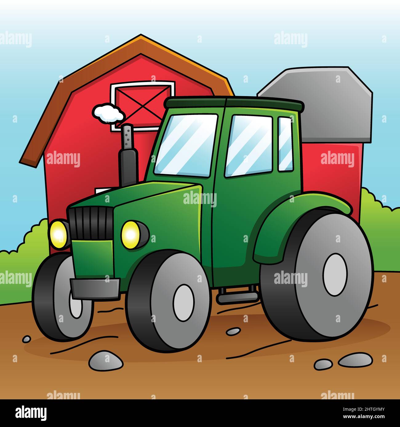 Tractor Cartoon Colored Vehicle Illustration Stock Vector Image & Art