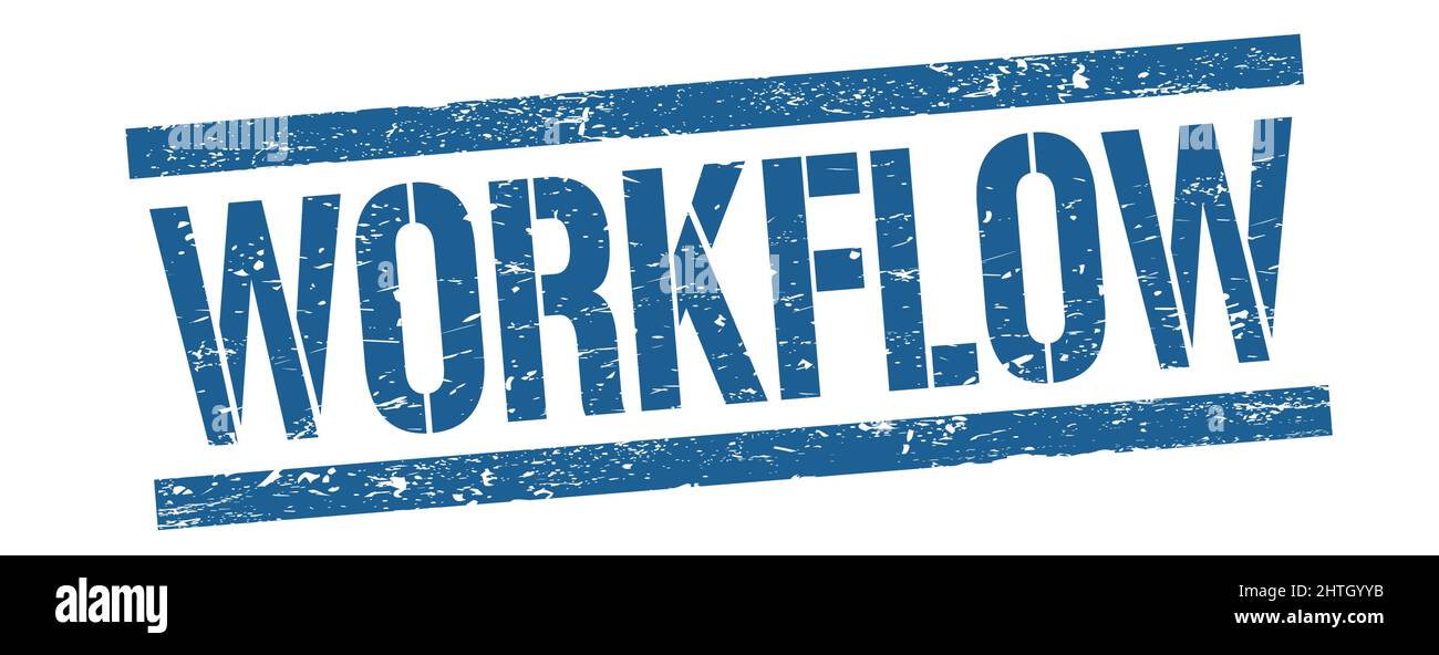 WORKFLOW text on blue grungy lines stamp sign Stock Photo - Alamy