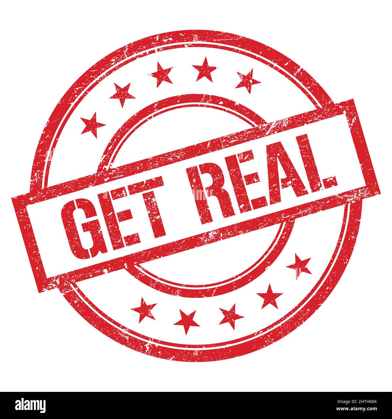 GET REAL text written on red round vintage rubber stamp Stock Photo - Alamy