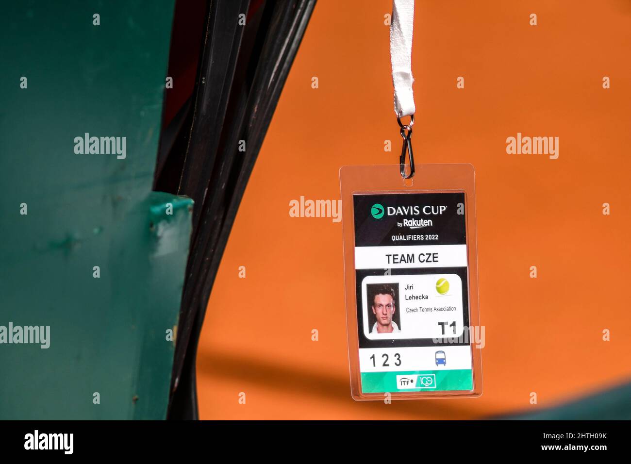 Davis Cup (Buenos Aires): Jiri Lehecka (Czech Republic) credential, previous to the Qualifiers series against Argentina Stock Photo