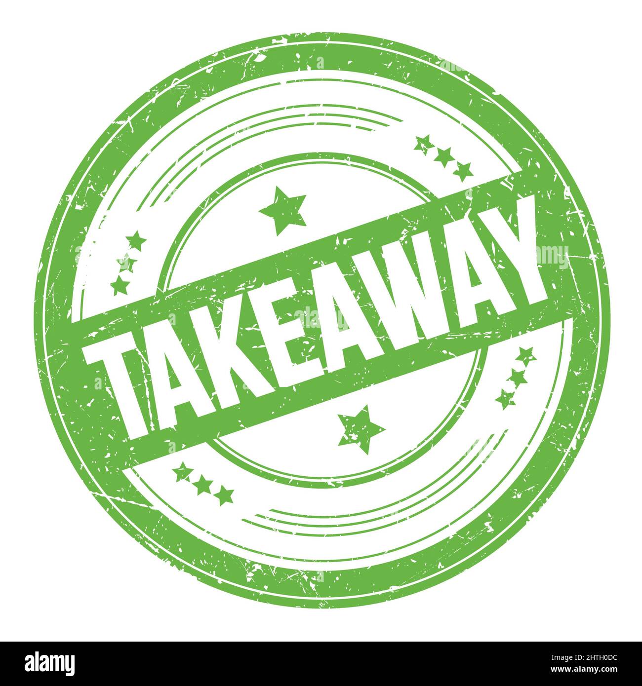 TAKEAWAY text on green round grungy texture stamp. Stock Photo
