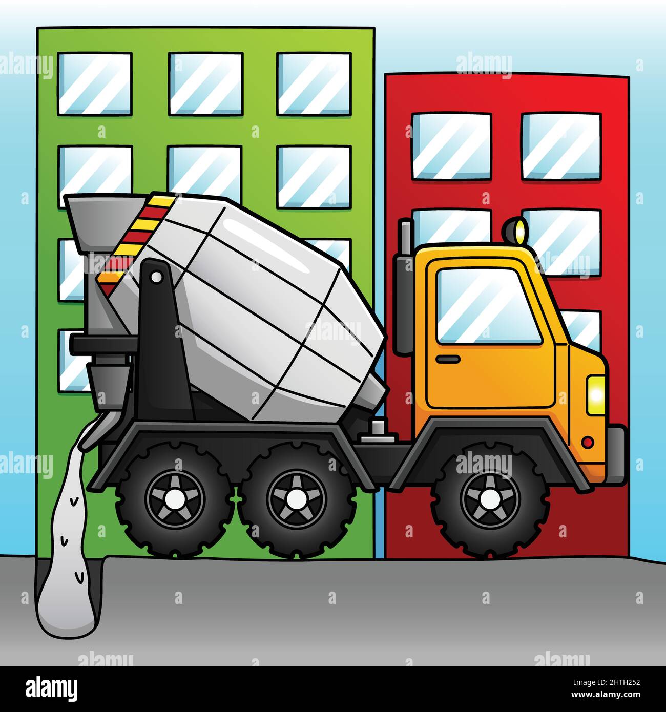 Concrete Mixer Cartoon Colored Illustration Stock Vector Image & Art