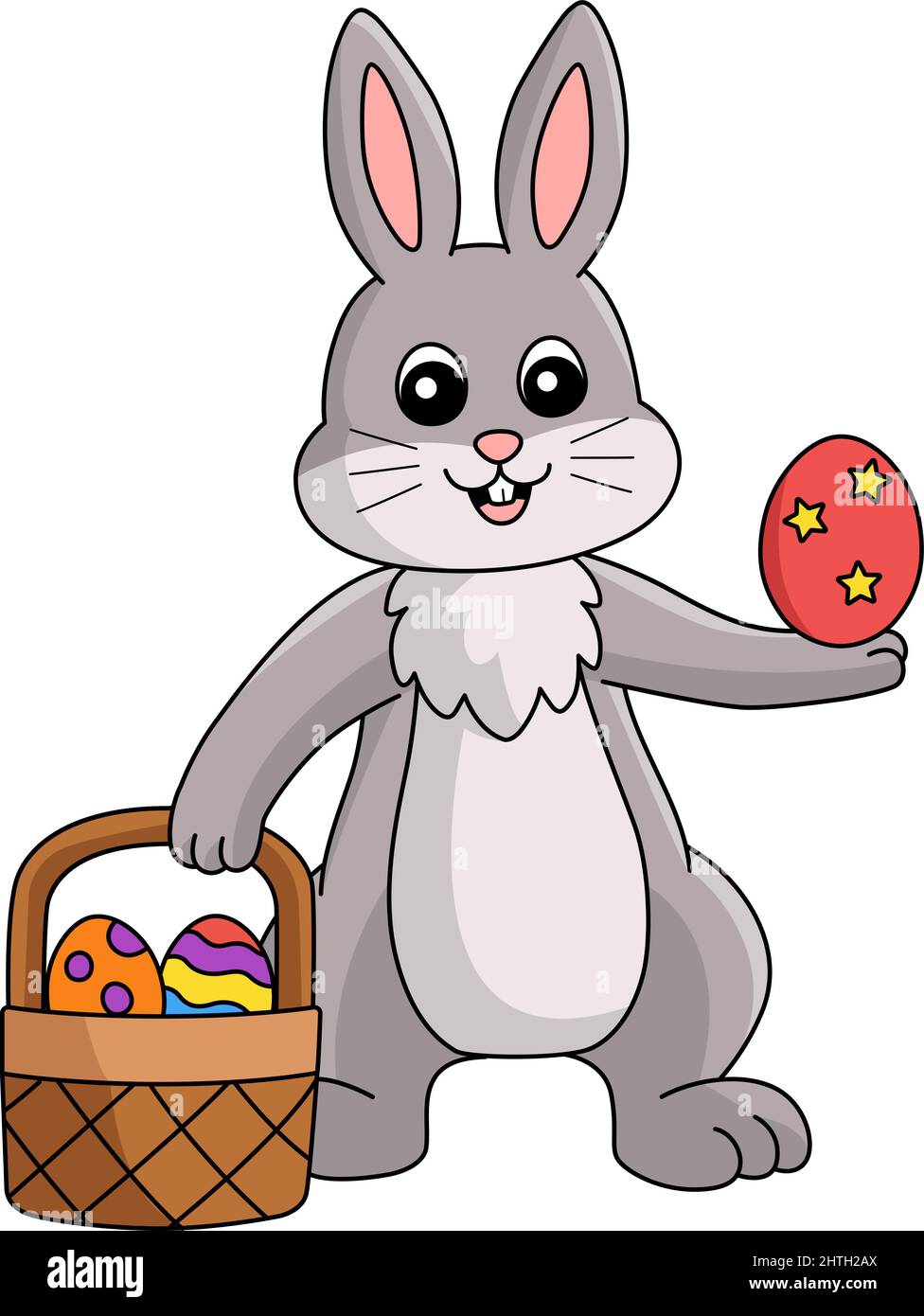 Rabbit Holding Easter Basket Cartoon Illustration Stock Vector Image ...