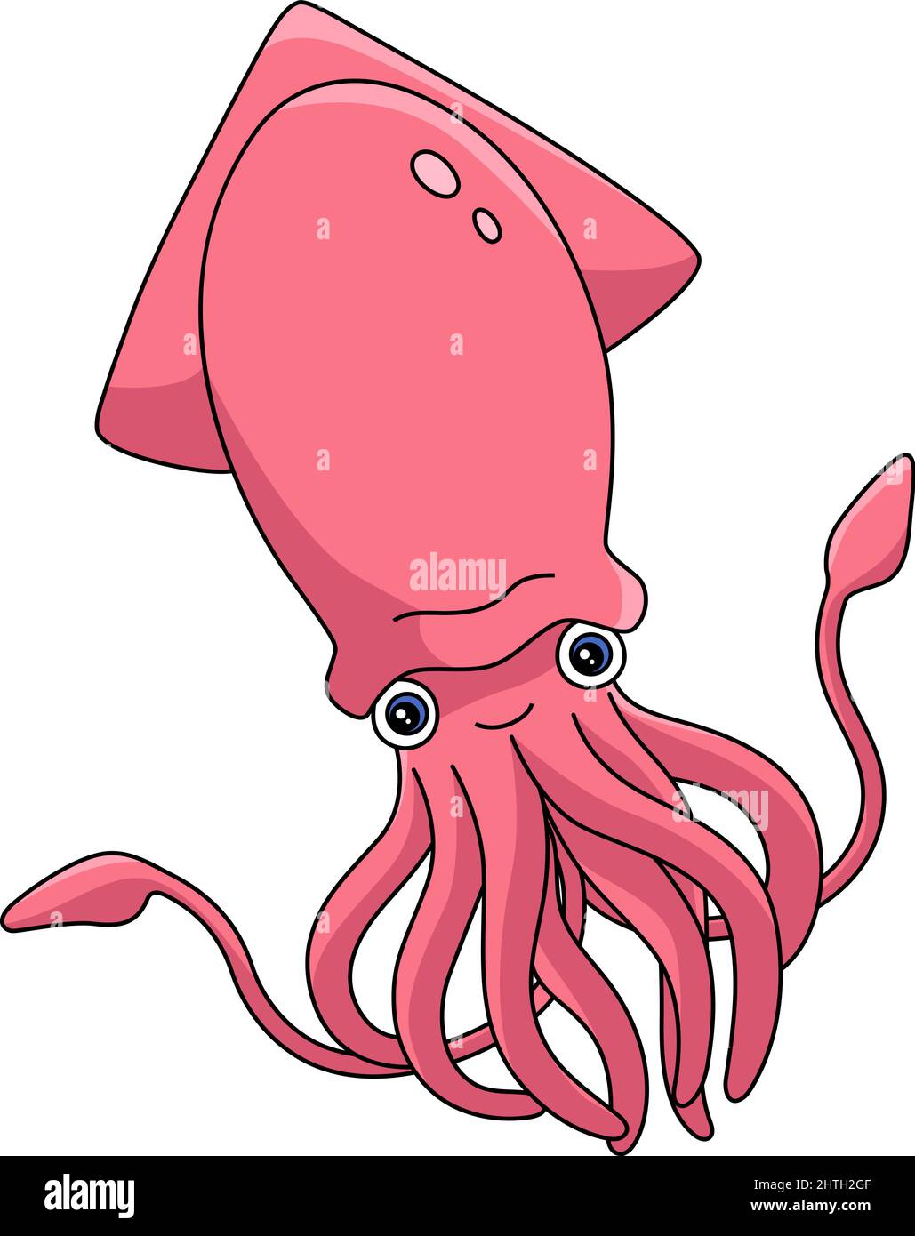 Giant Squid Cartoon Colored Clipart Illustration Stock Vector