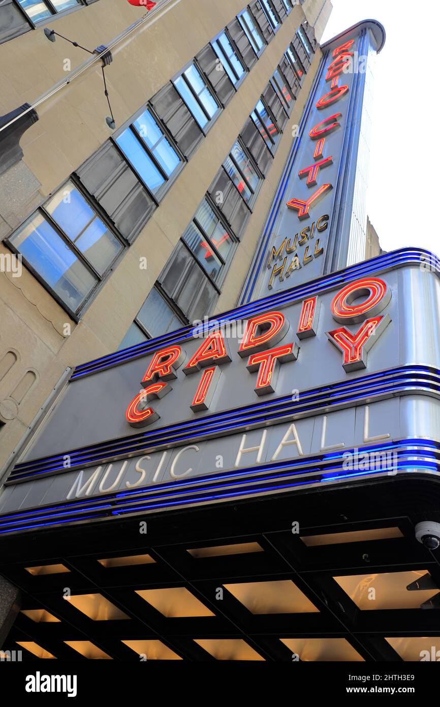 Exterior view of Radio City Music Hall at Rockefeller Center at 6th