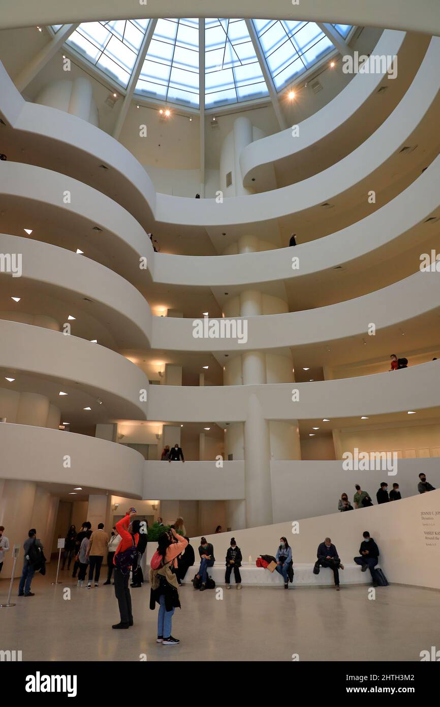 Ramp In Museum Interior view of circular ramps in Solomon R. Guggenheim Museum with ...
