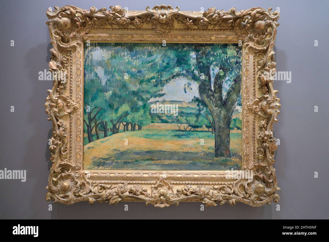Camille Pissarro's the Hermitage at Pontoise (Les chateaux de l'Hermitage,Pontoise) display in Solomon R.Guggenheim Museum.New York City.New York.USA Stock Photo