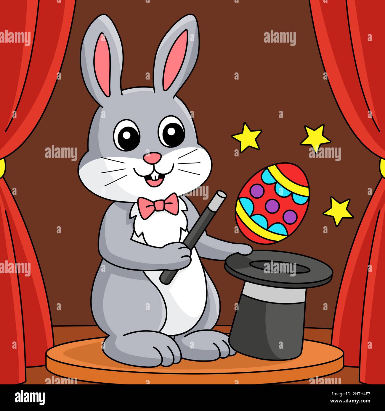 Easter Rabbit Magician Colored Illustration Stock Vector