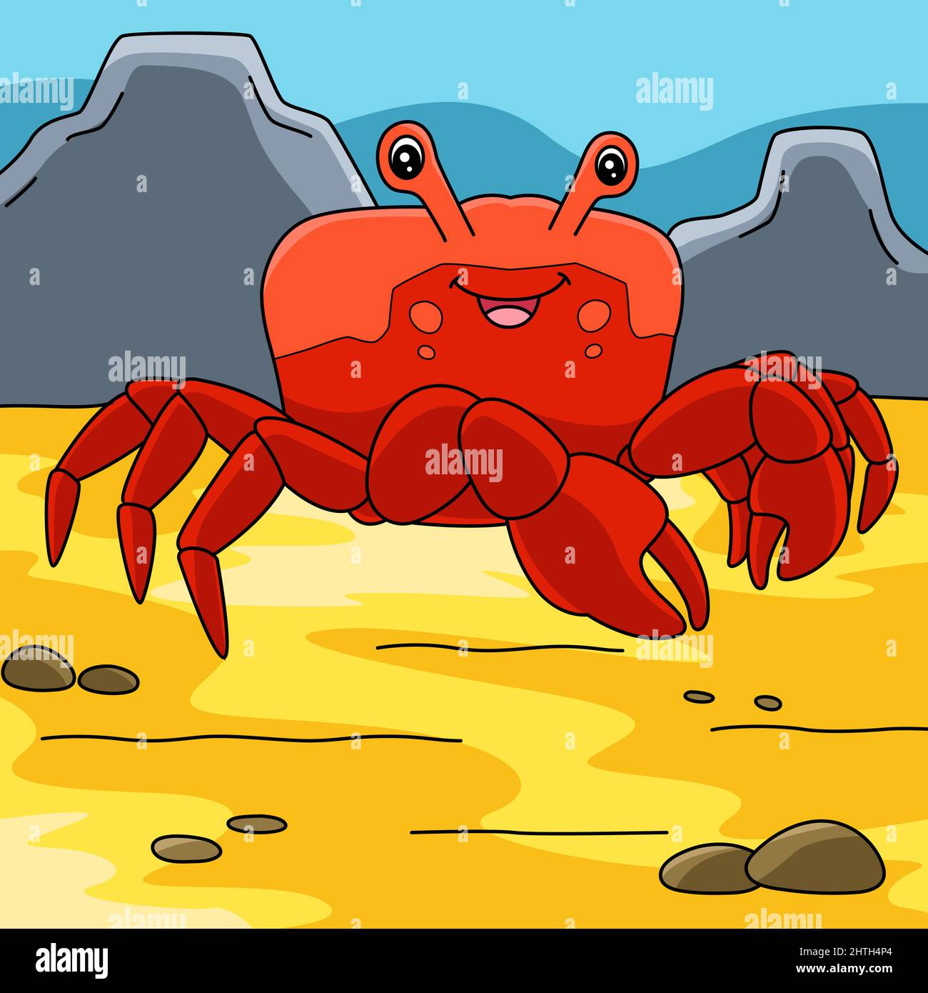 Red Jamaican Crab Cartoon Colored Illustration Stock Vector