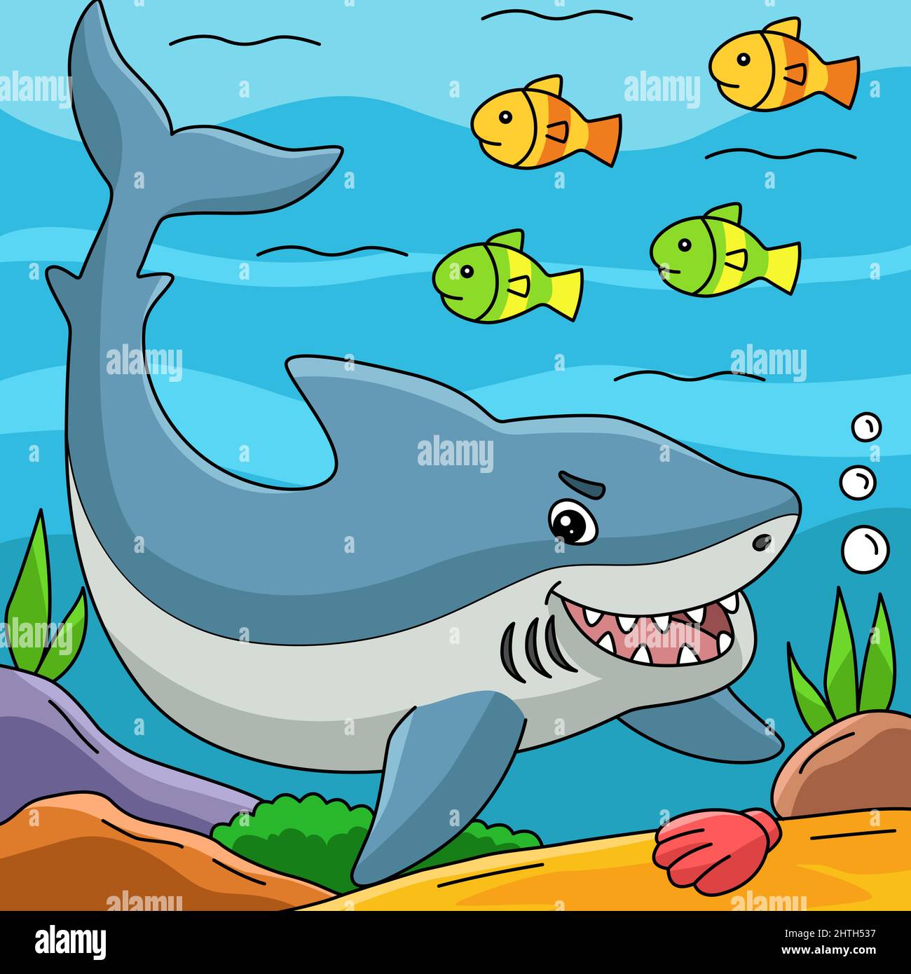 Great White Shark Cartoon Illustration Stock Vector