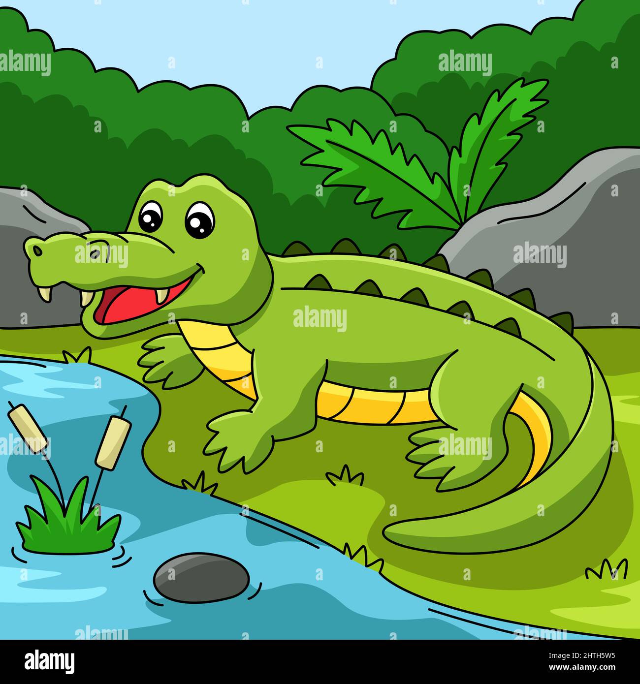 Crocodile Cartoon Colored Animal Illustration Stock Vector