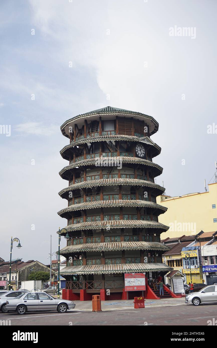 The Leaning Tower of Teluk Intan is a clock tower in Teluk Intan, Hilir Perak District, Perak, Malaysia Stock Photo