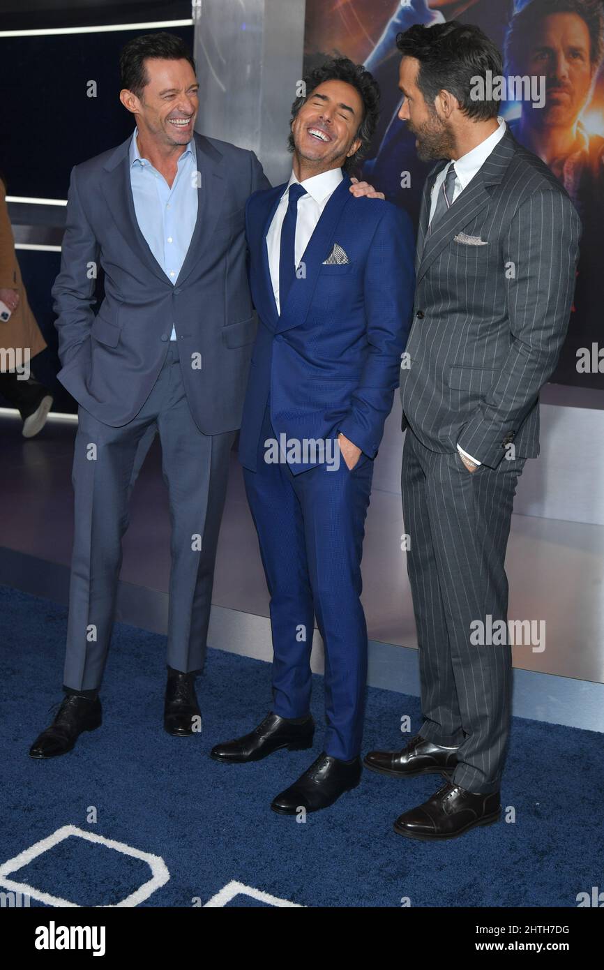 Hugh Jackman, Shawn Levy and Ryan Reynold attend "The Adam Project" New