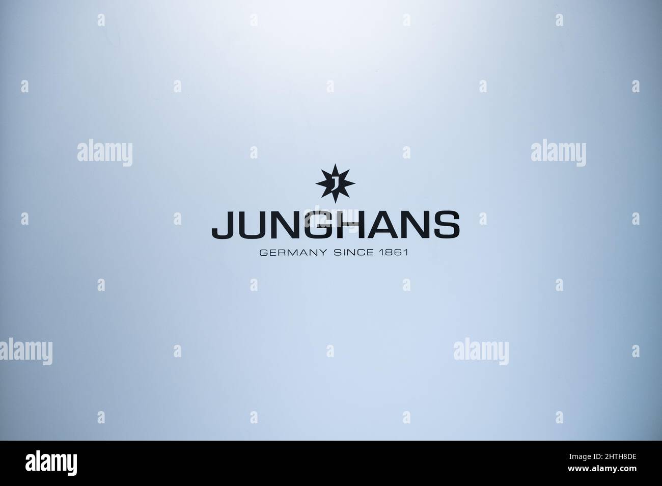 Schramberg, Germany. 18th Feb, 2022. The logo of the watch manufacturer