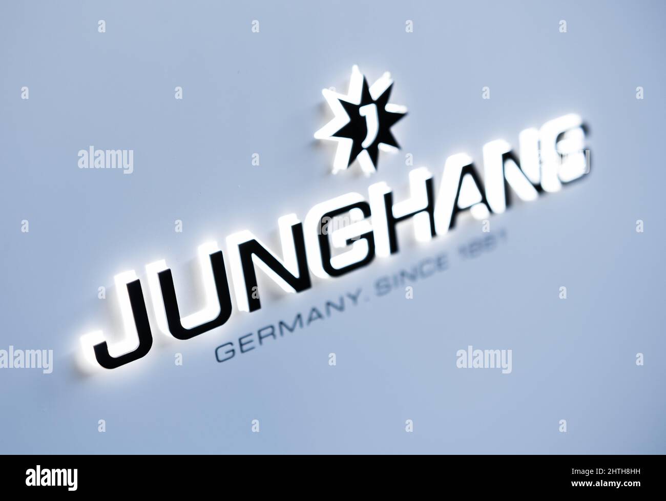 Schramberg, Germany. 18th Feb, 2022. The logo of the watch manufacturer