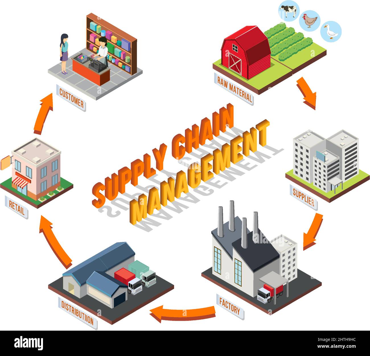 Diagram of supply chain management illustration Stock Vector