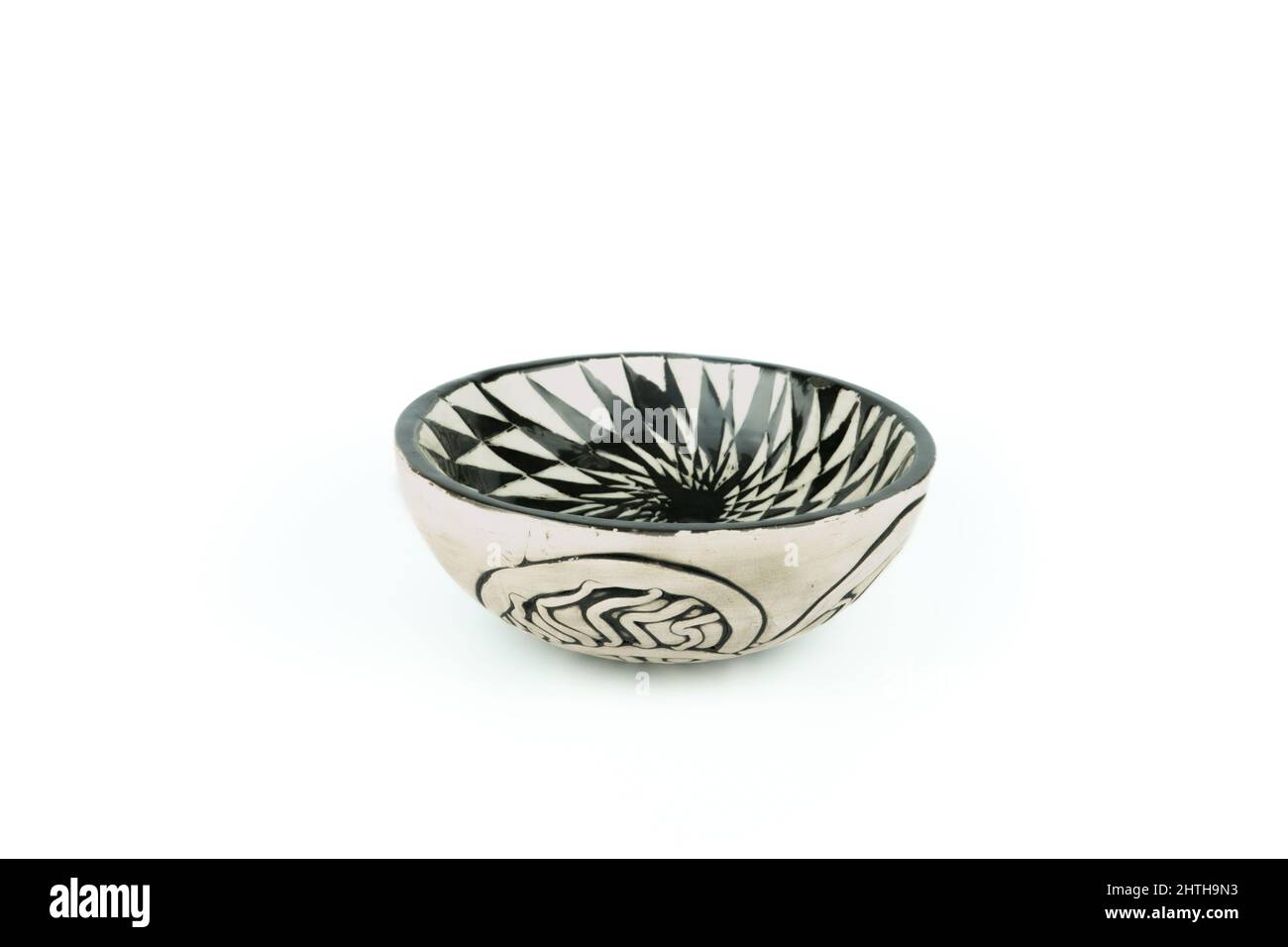 Empty vintage ceramics bowl, dish or crock pot, isolated on white background, Side view Stock