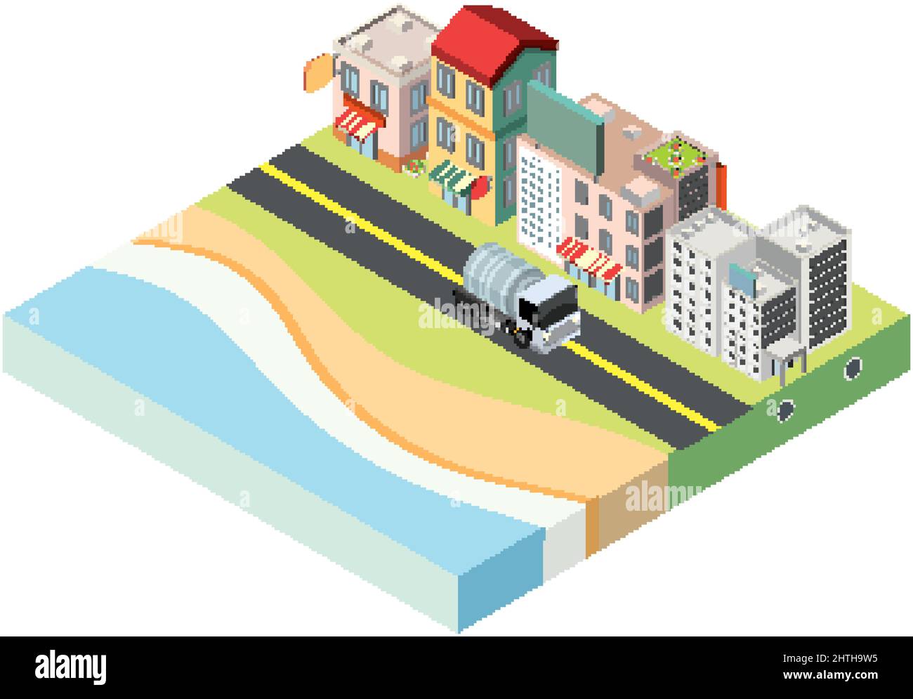 Vector isometric town beach hi-res stock photography and images - Alamy