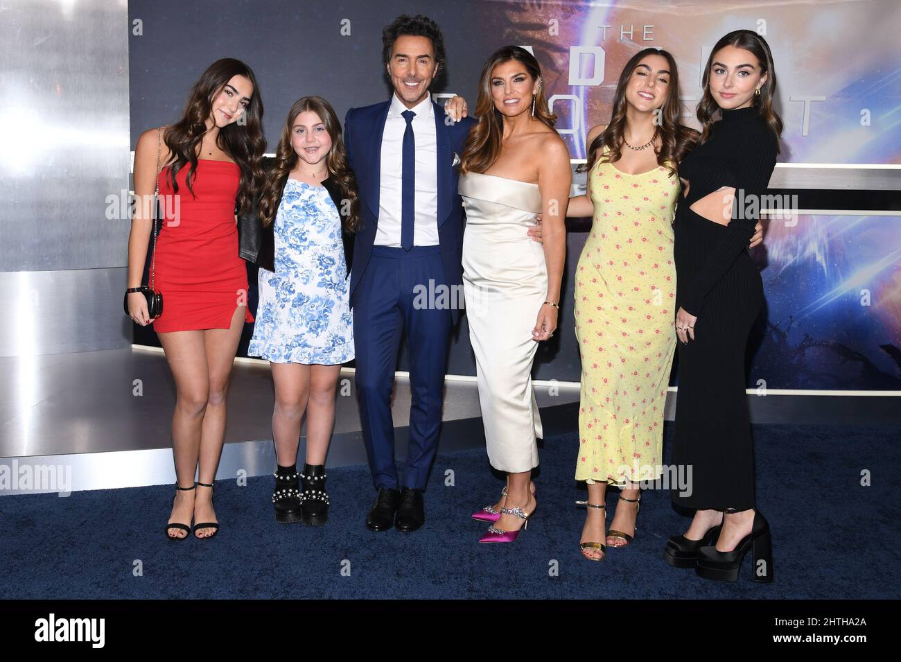 New York, USA. 28th Feb, 2022. Shawn Levy and family attend the “The Adam Project” New York