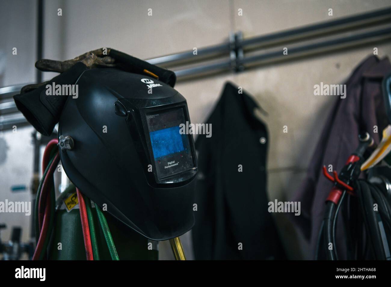 MISAWA, Japan (Feb. 6, 2022) A welding Helmet sits in an automotive