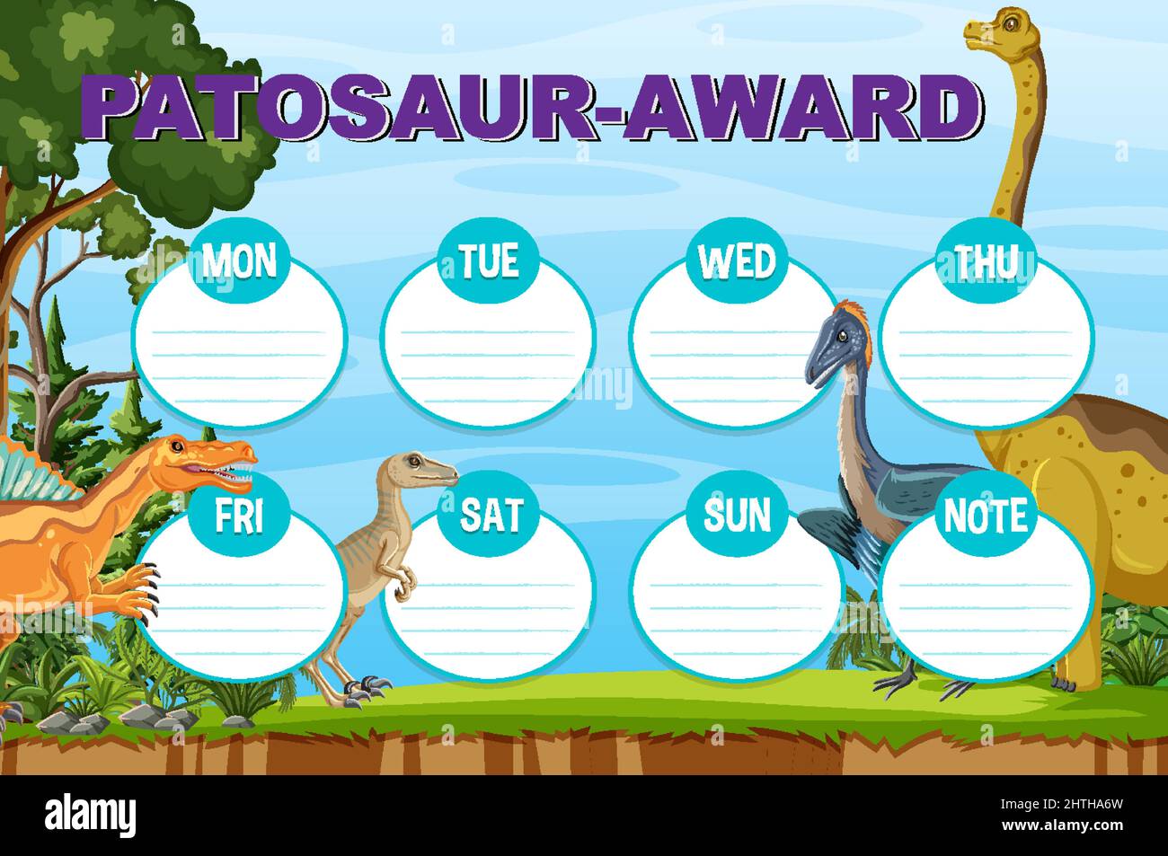 Award template with dinosaurs in background illustration Stock Vector ...