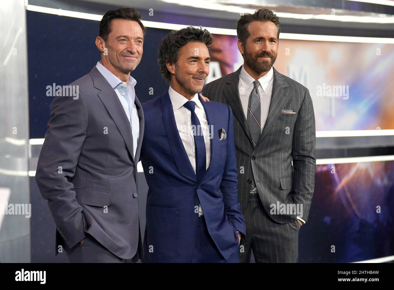 New York, NY, USA. 28th Feb, 2022. Hugh Jackman, Shawn Levy, Ryan Reynolds at arrivals for THE ADAM PROJECT Premiere on NETFLIX, Alice Tully Hall at Lincoln Center, New York, NY February 28, 2022. Credit: Kristin Callahan/Everett Collection/Alamy Live News Stock Photo