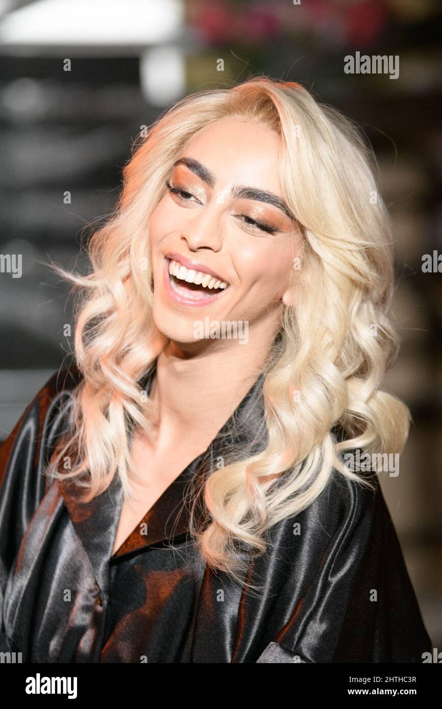 Bilal Hassani attends the Weinsanto show as part of Paris Fashion Week Womenswear Fall Winter 2022 2023 in Paris France on February 28 2022. Photo by Jana Call me J ABACAPRESS.COM Credit Abaca Press A...