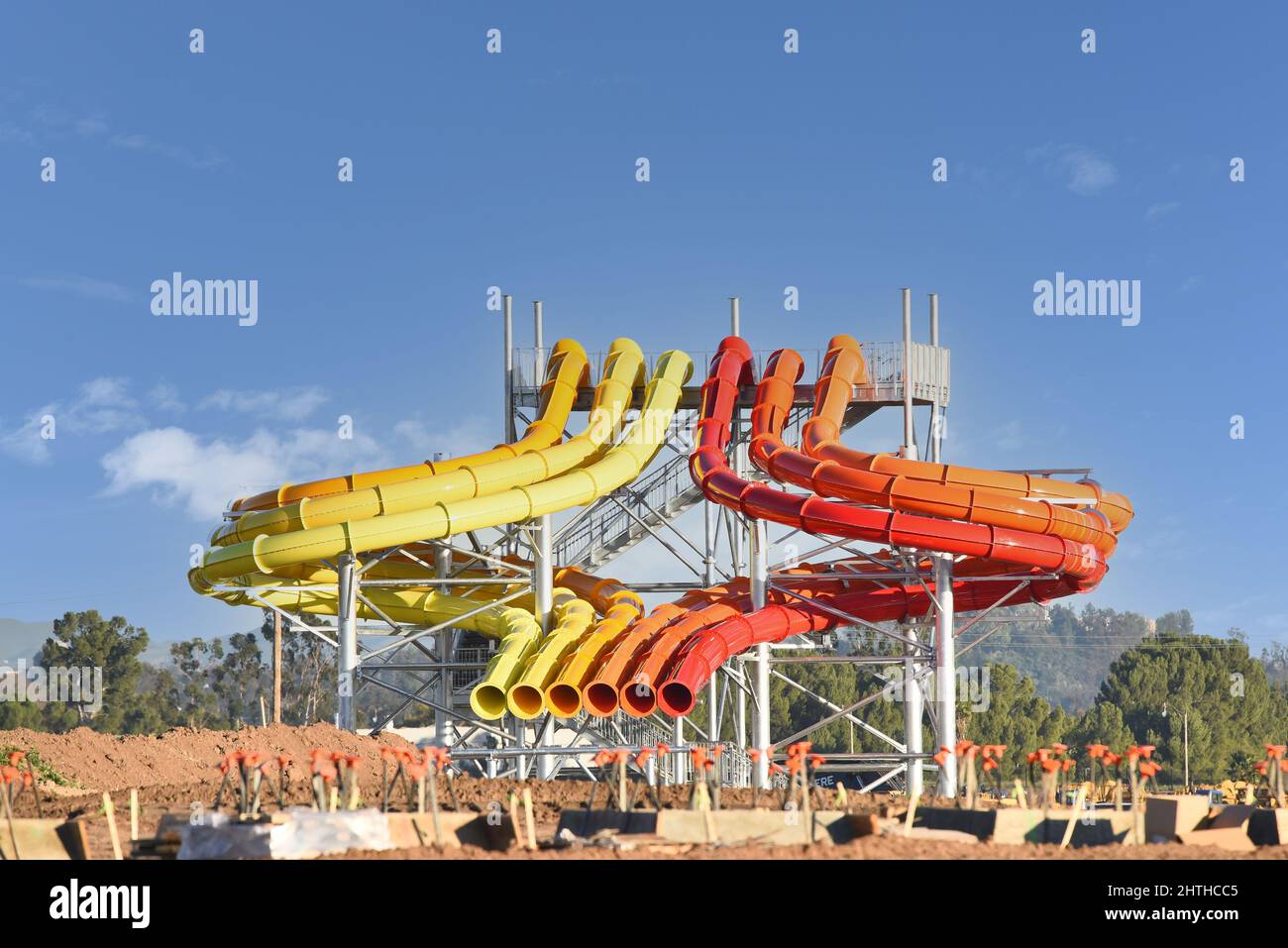 IRVINE, CALIFORNIA - 28 FEB 2022: Construction at Wild Rivers Water Park in the Orange County Great Park. Stock Photo