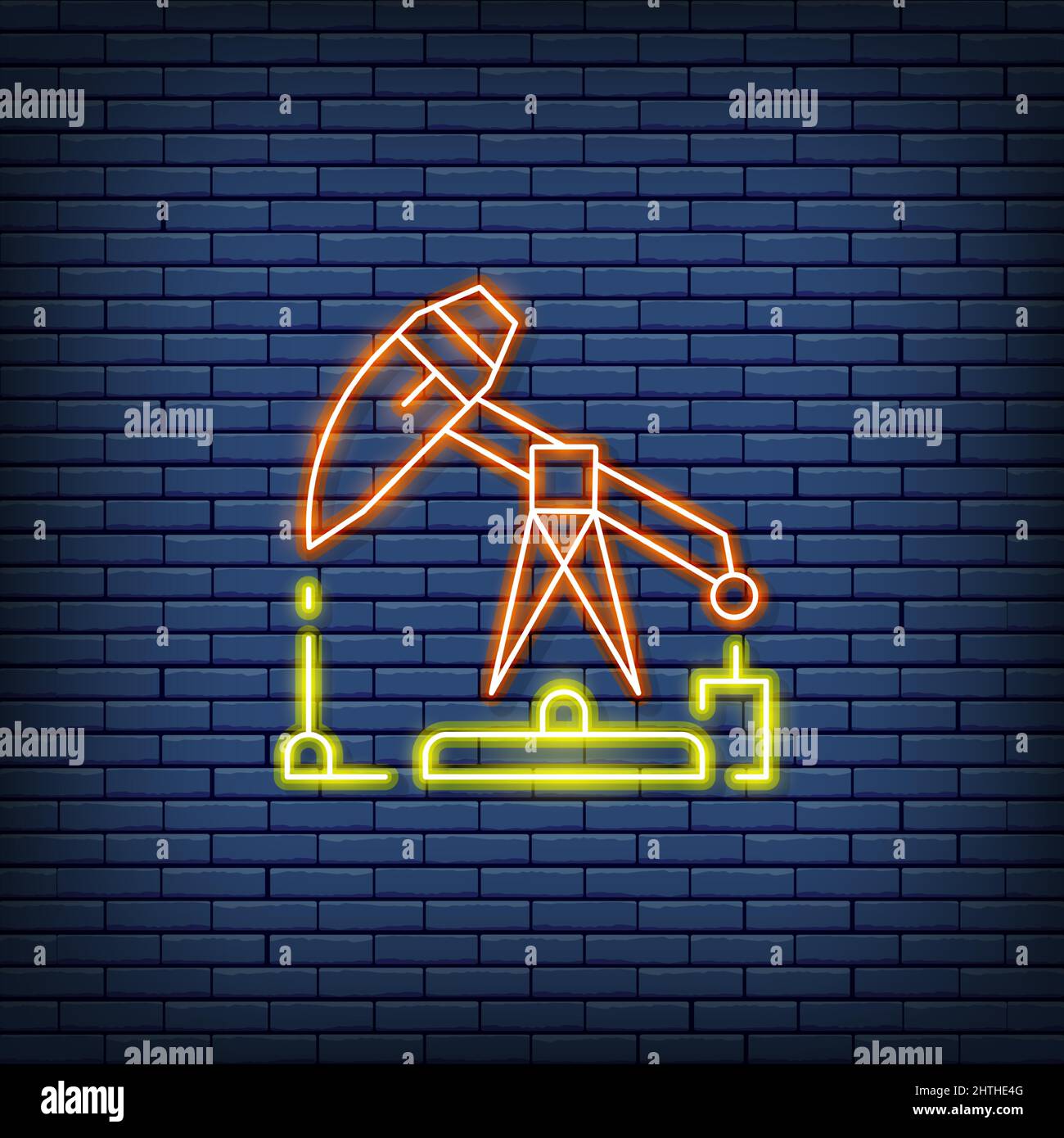 Vector oil rig, petrol station, pump jack neon sign Stock Vector Image