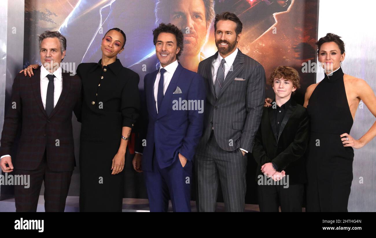 28 February 2022 - New York, New York - Mark Ruffalo, Ryan Reynolds, Walker  Scobell, Jennifer Garner. “The Adam Project” Netflix World Premiere held at  Alice Tully Hall in Lincoln Center. Photo