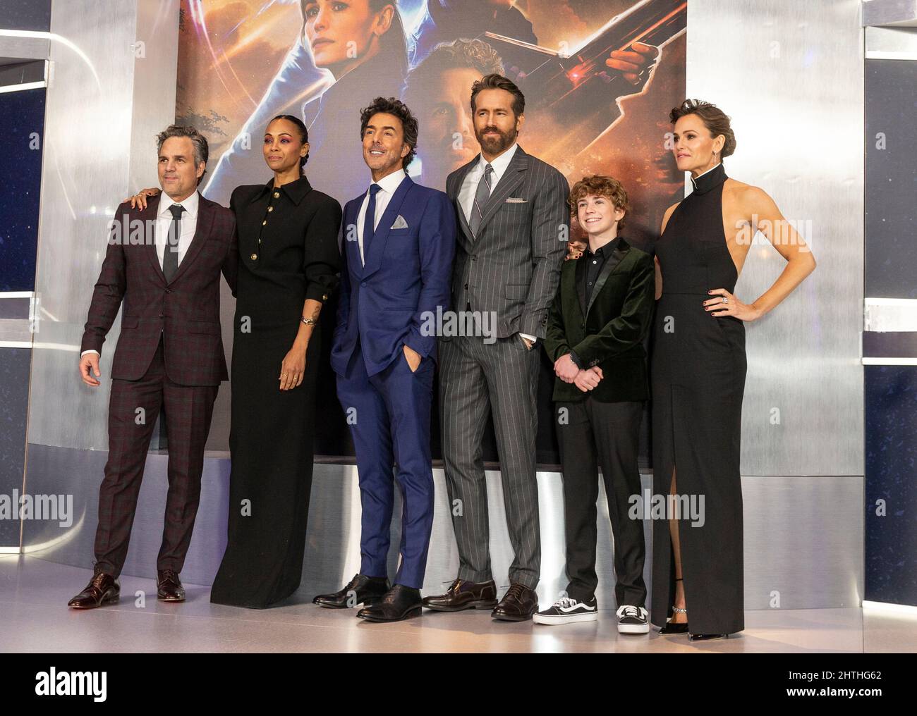 New York, NY February 28, 2022 Mark Ruffalo, Zoe Saldana, Shawn Levy