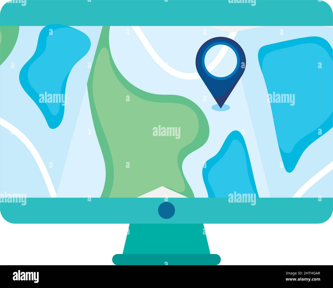 computer with map Stock Vector Image & Art - Alamy
