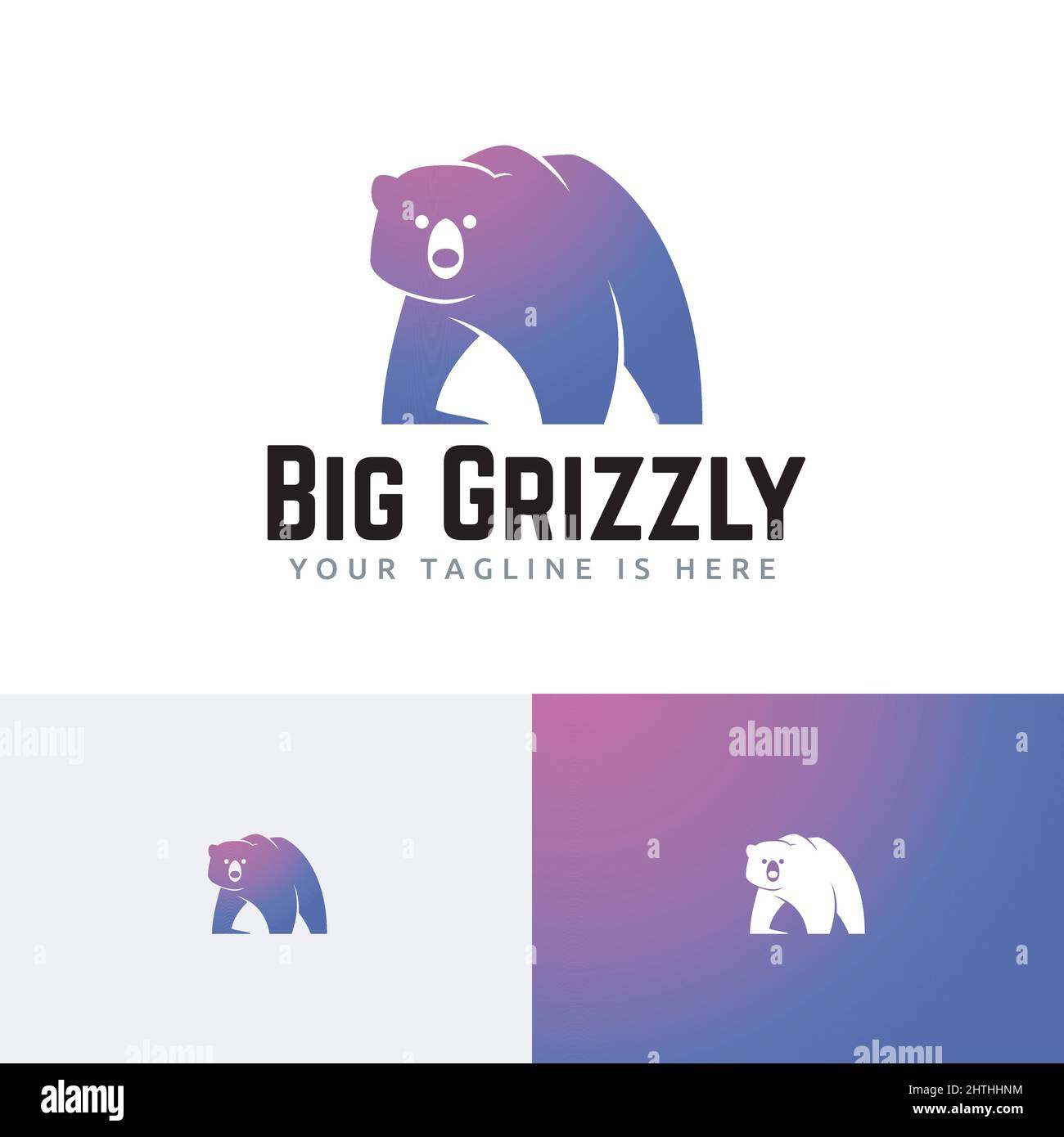 Big Grizzly Bear Walking Nature Modern Logo Template Stock Vector