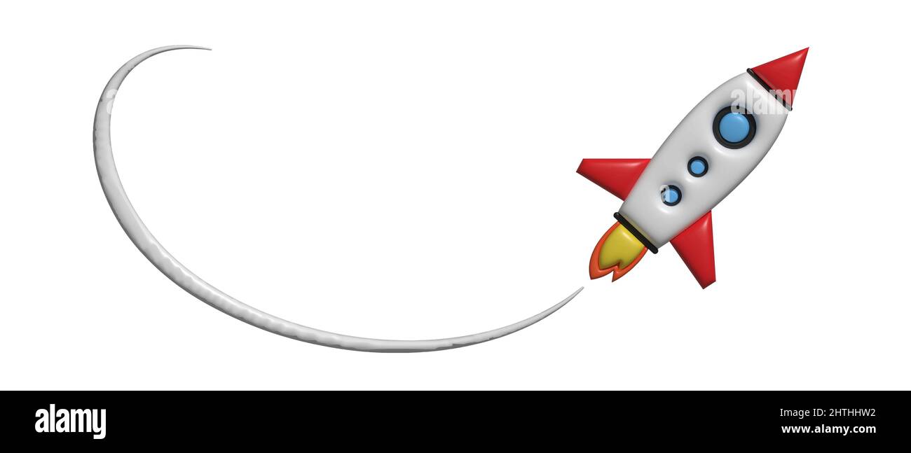 Rocket 3d isolated. Spaceship 3d. Start up 3d. Stock Vector