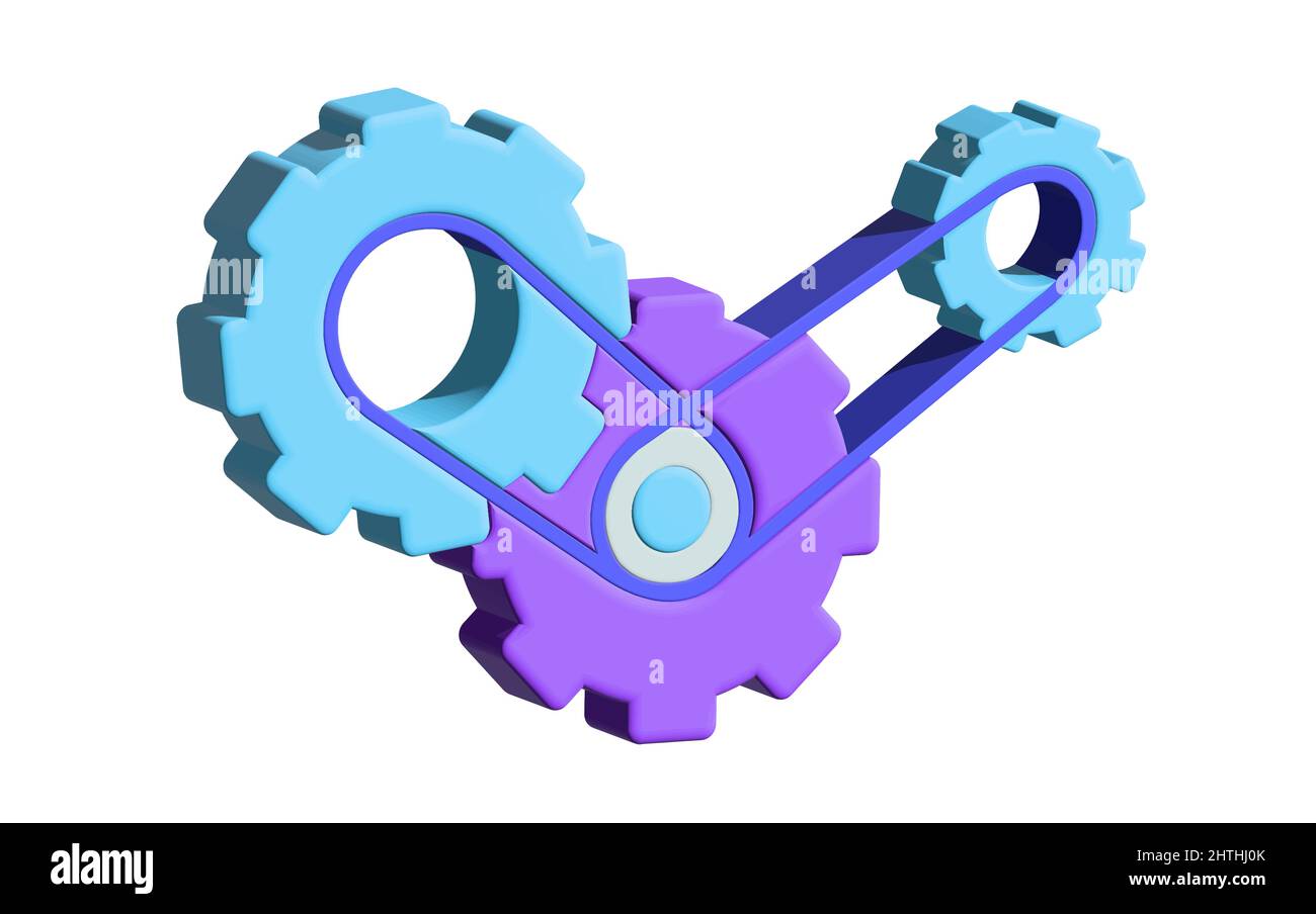 Gear 3d. Isometric gear. 3d vector. Teamwork 3d Stock Vector