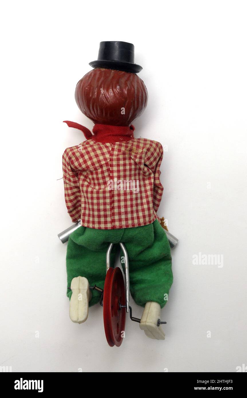 clown clown on his back, old vintage toy, Stock Photo