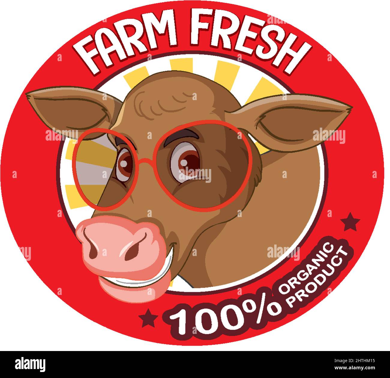A cow with a Farm fresh label illustration Stock Vector Image & Art - Alamy