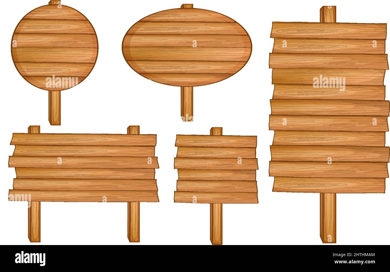 Set of wooden sign banner illustration Stock Vector Image & Art - Alamy