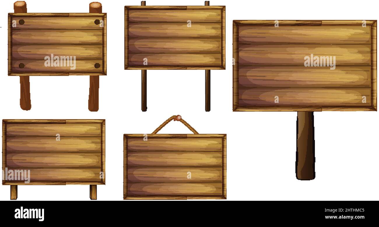 Set of wooden sign banner illustration Stock Vector Image & Art - Alamy