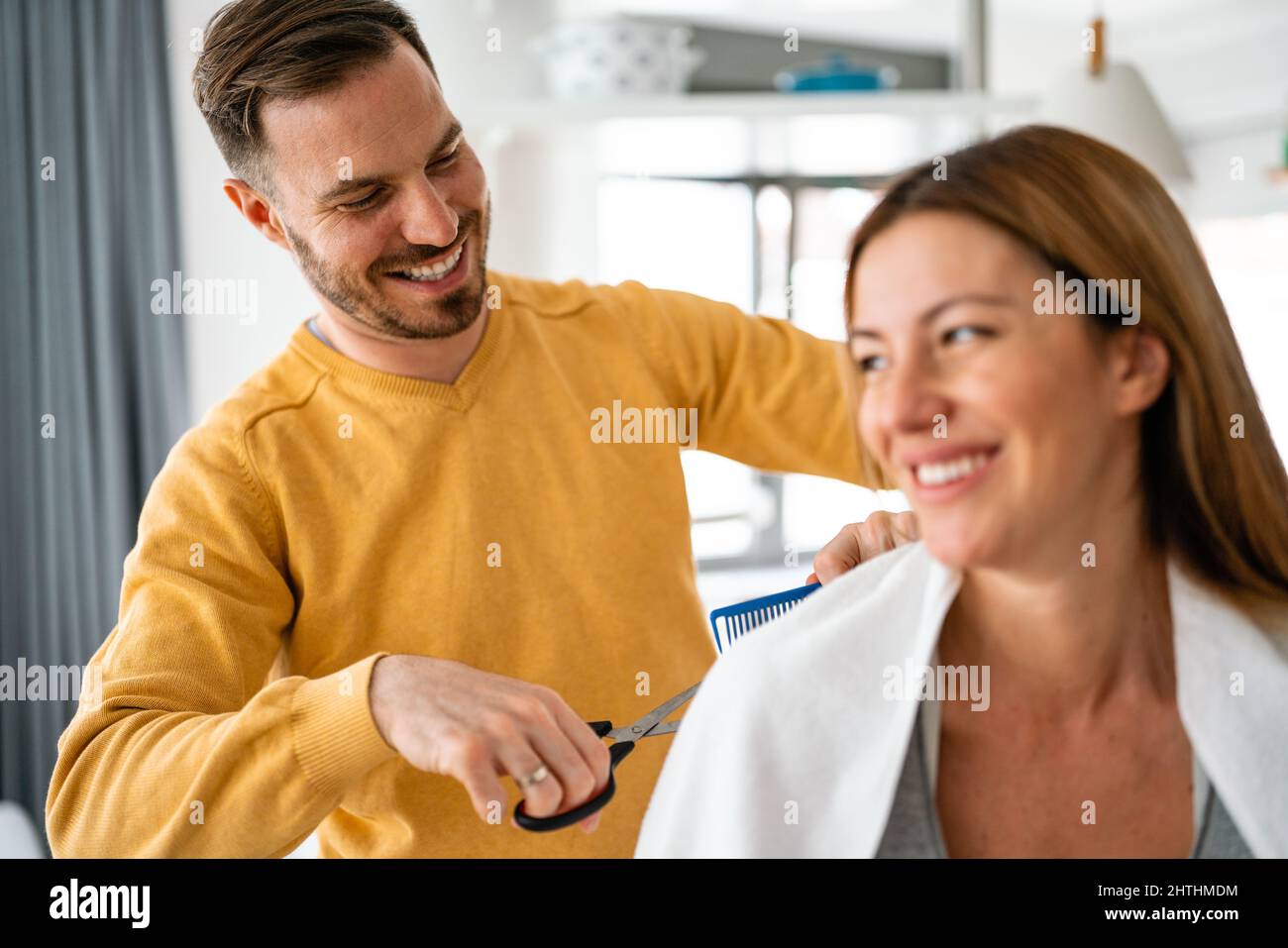 Woman makes hair care hi res stock photography and images Alamy