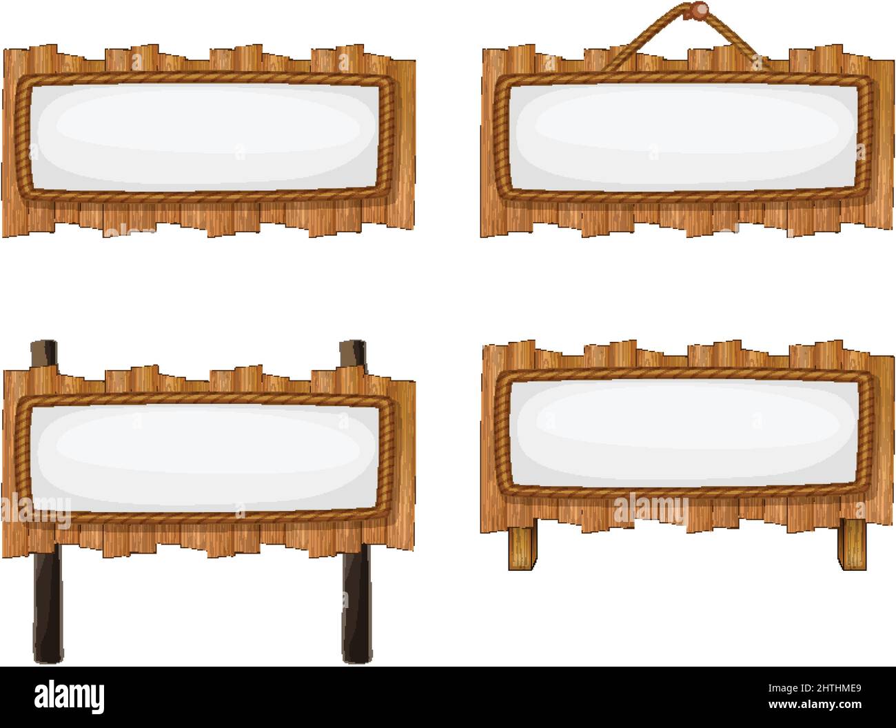 Set of wooden sign banner illustration Stock Vector Image & Art - Alamy