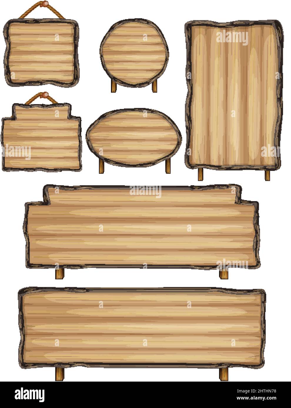 Set of wooden sign banner illustration Stock Vector Image & Art - Alamy