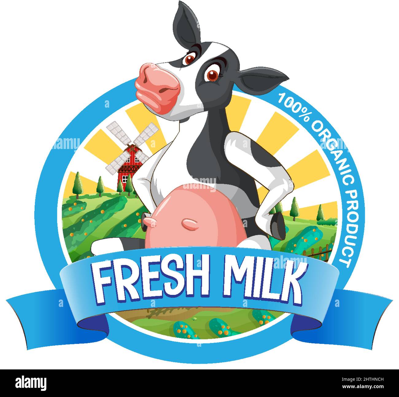 A cow with a Fresh milk label illustration Stock Vector Image & Art - Alamy