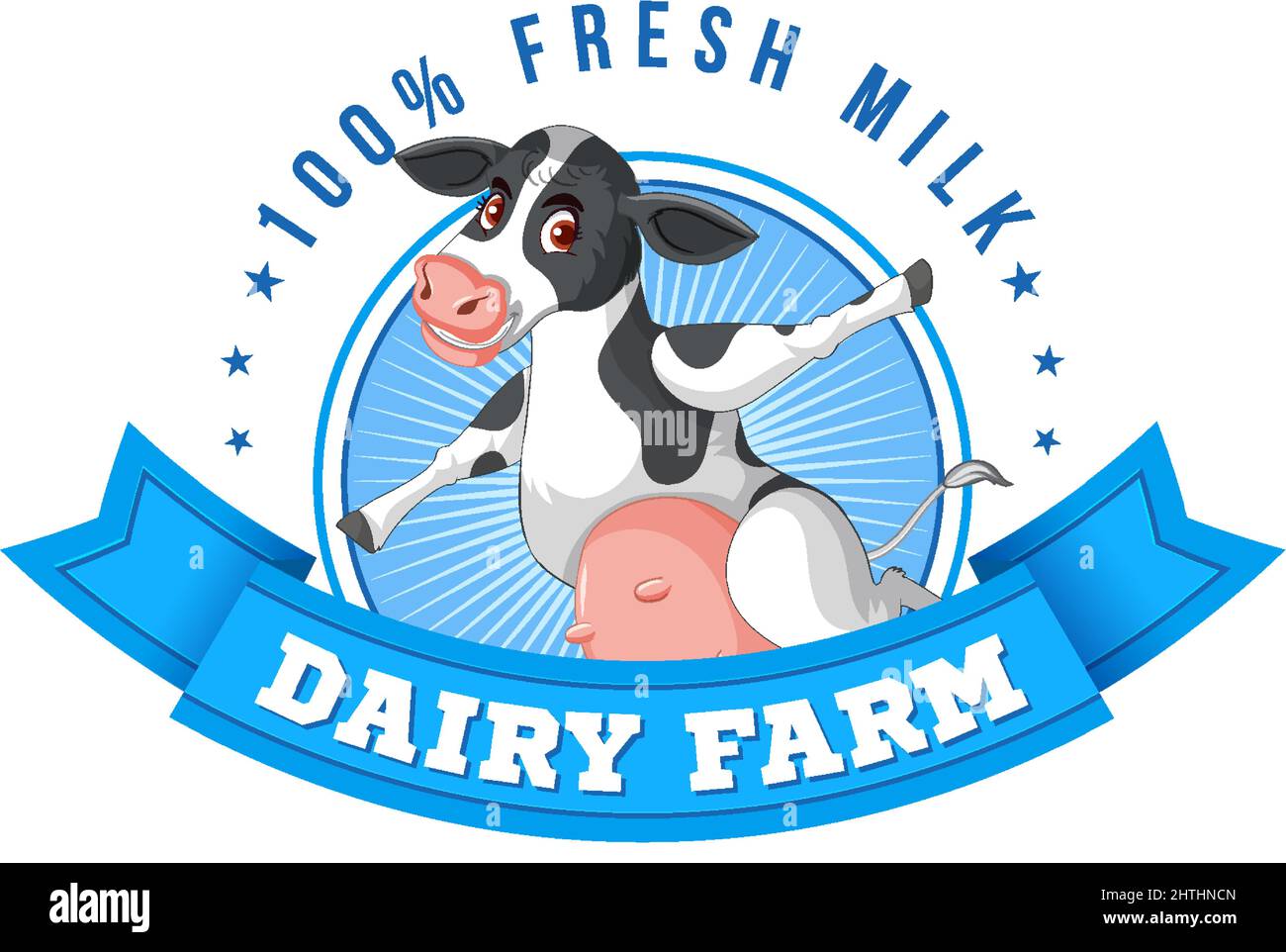 A cow with a Dairy farm label illustration Stock Vector Image & Art Alamy