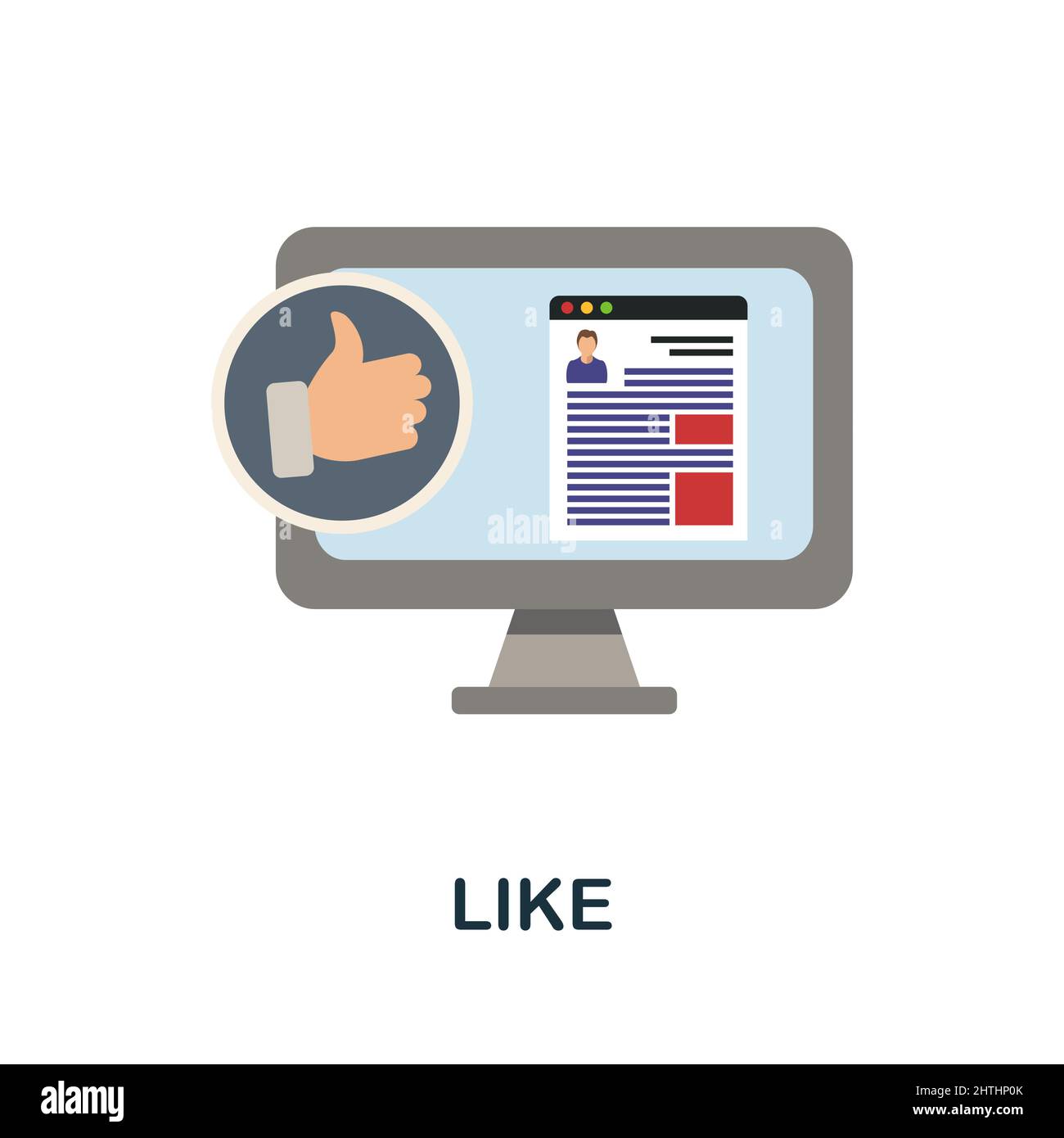 Like flat icon. Colored element sign from feedback collection. Flat Like icon sign for web design, infographics and more. Stock Vector