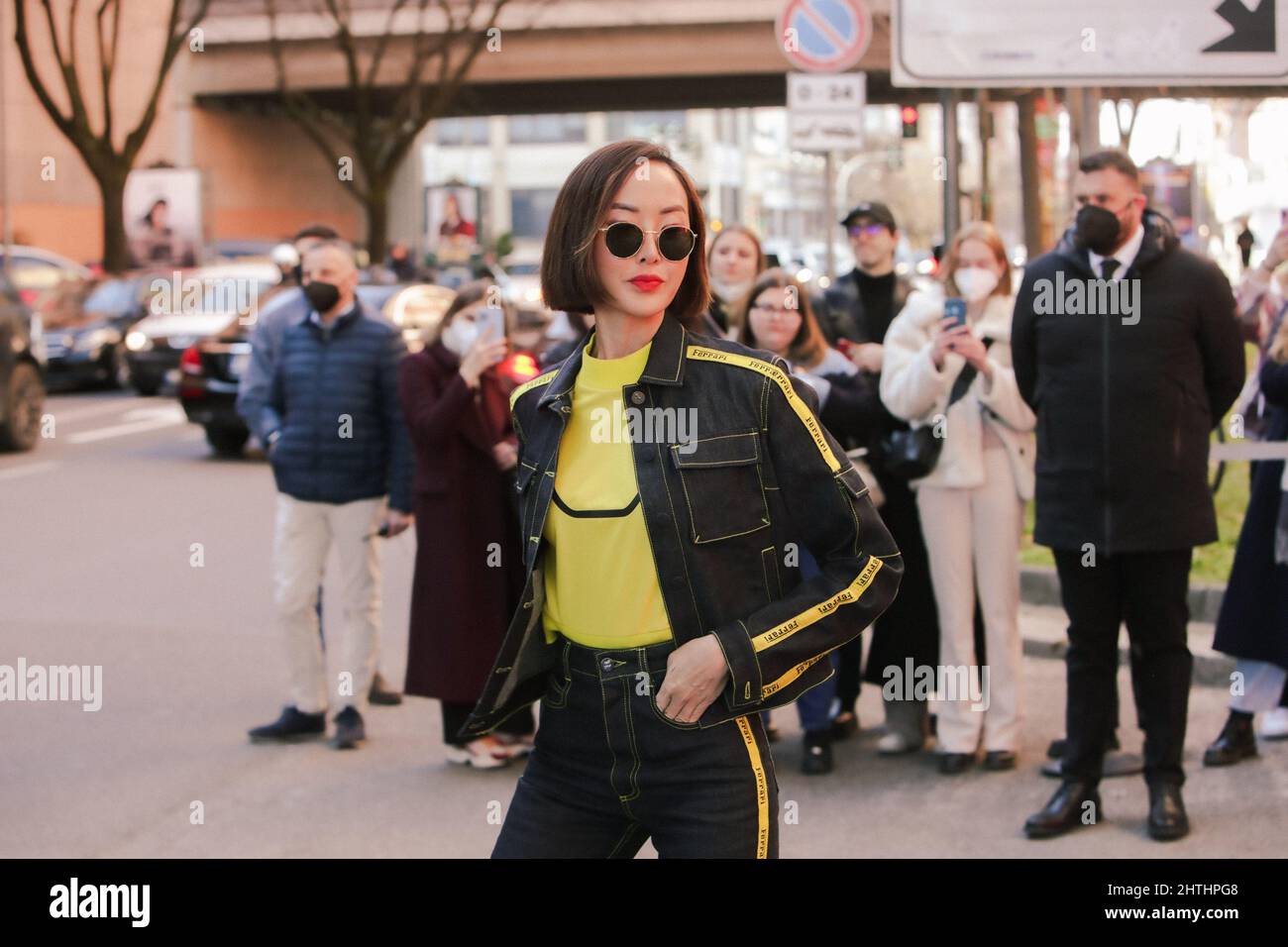 Chriselle Lim arriving at Ferrari fashion show during the Milan Fashion